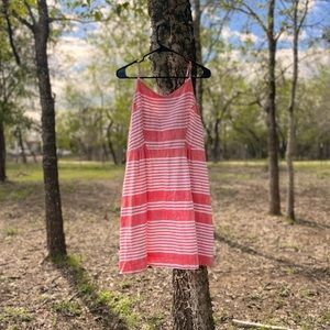 Old Navy Pink & White Striped Spaghetti Strap Dress